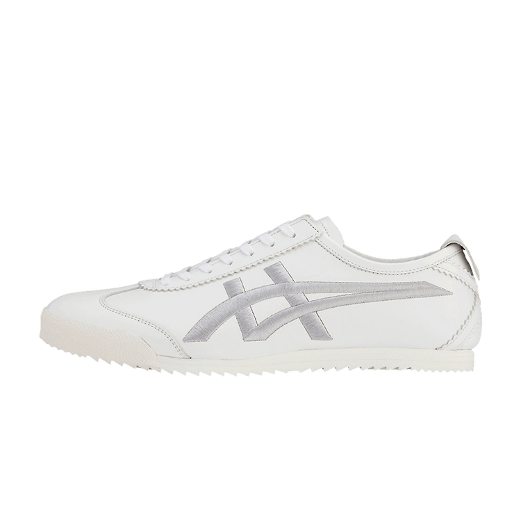 Onitsuka Tiger Mexico 66 Deluxe NM White Pure Silver, zijaanzicht met wit leer en zilveren strepen