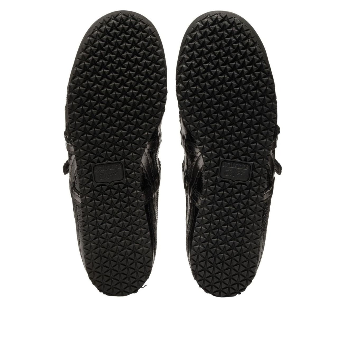 Onitsuka Tiger Mexico 66 TGRS Glitter Pack Black Gunmetal zoolprofiel toont geruwde rubberzool met driehoeken