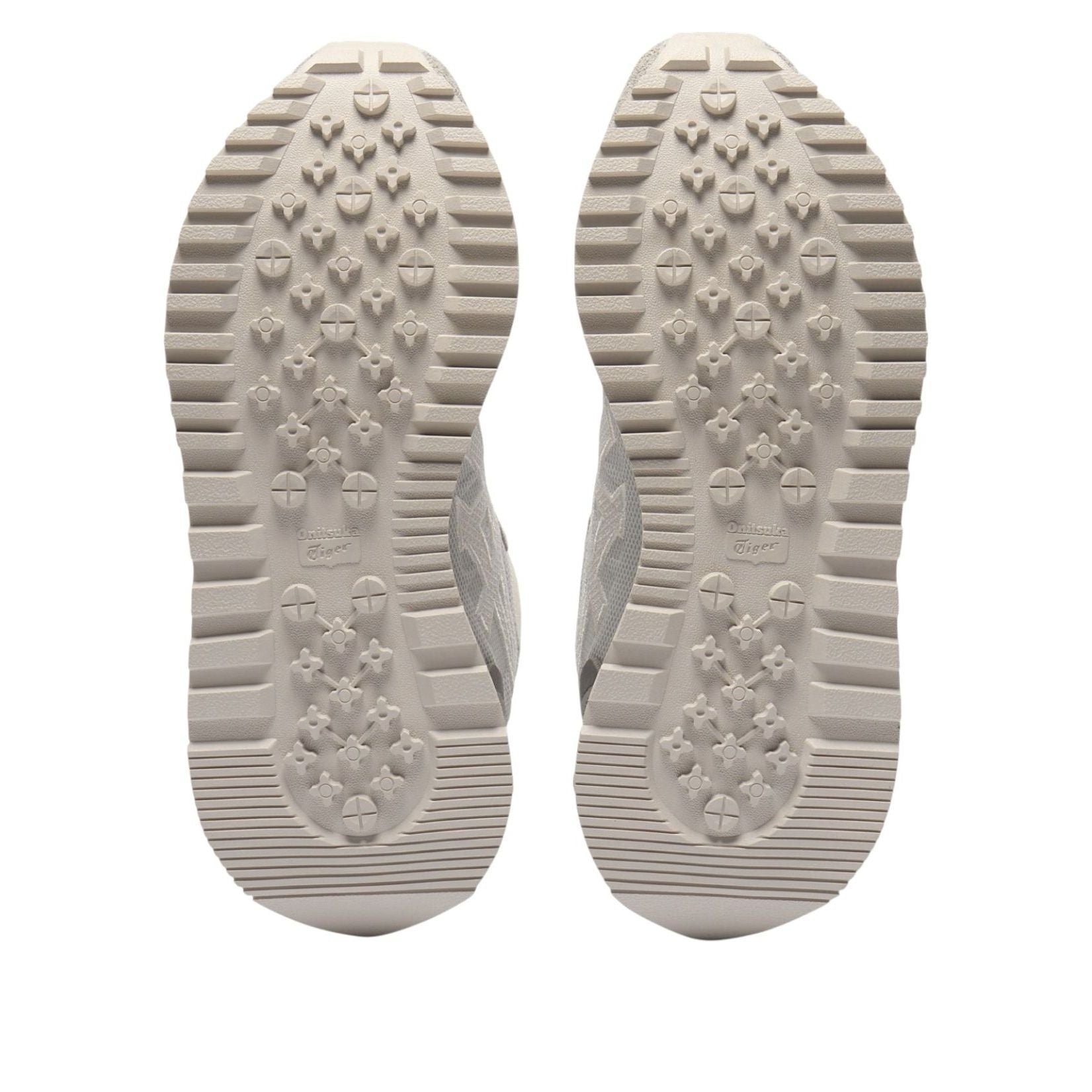 Onitsuka Tiger Moage CO Glacier Grey Off-White, zoolprofiel met ruitpatroon en loopgroeven
