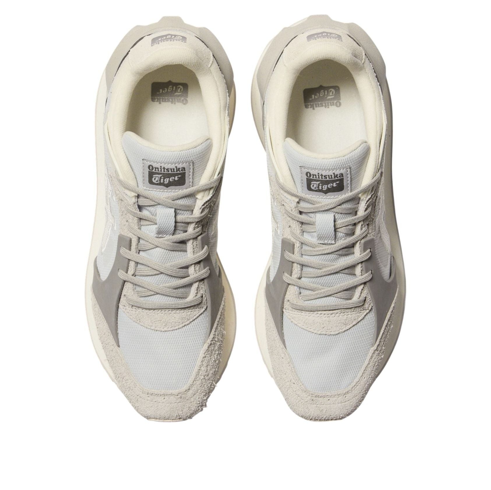 Onitsuka Tiger Moage CO Glacier Grey Off-White, bovenaanzicht opening met vetering en voering
