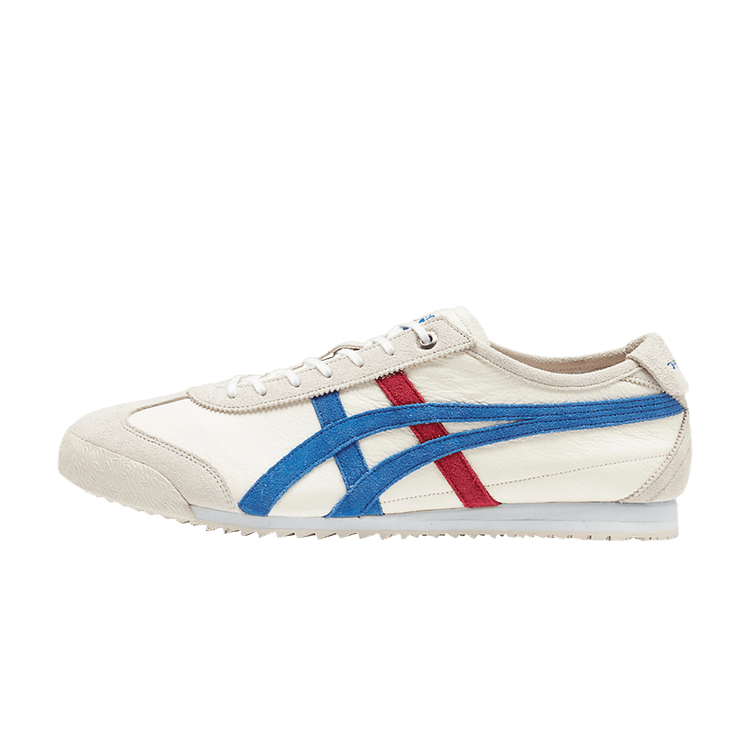 Onitsuka Tiger Mexico 66 SD White Directoire Blue Red, zijaanzicht met blauwe en rode strepen op zijkant