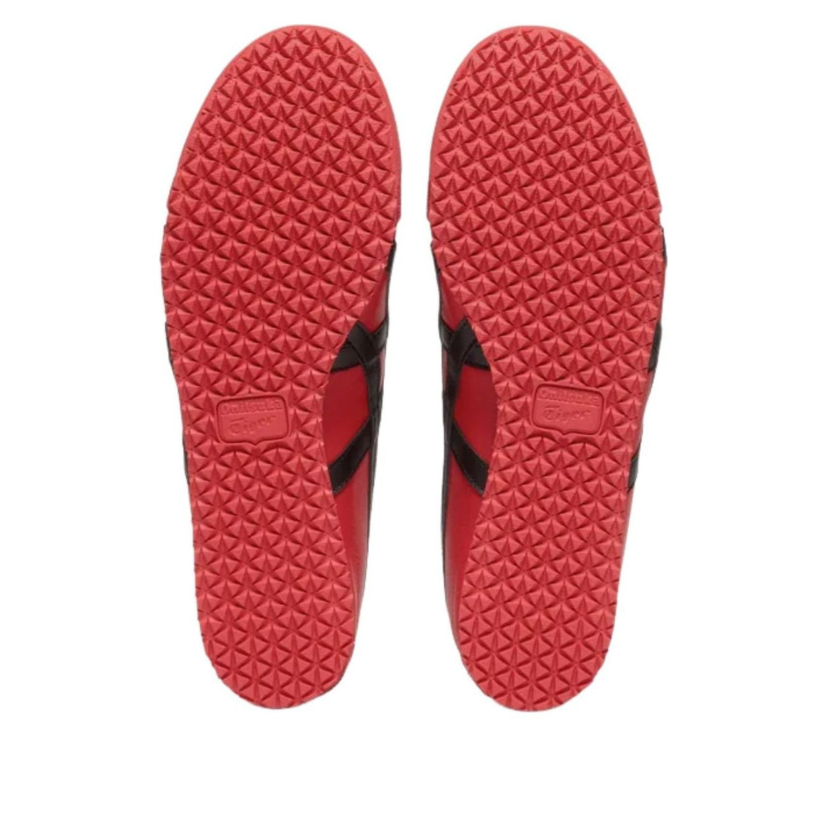 Onitsuka Tiger Mexico 66 Classic Red Black, zoolprofiel met wafel patroon en branding