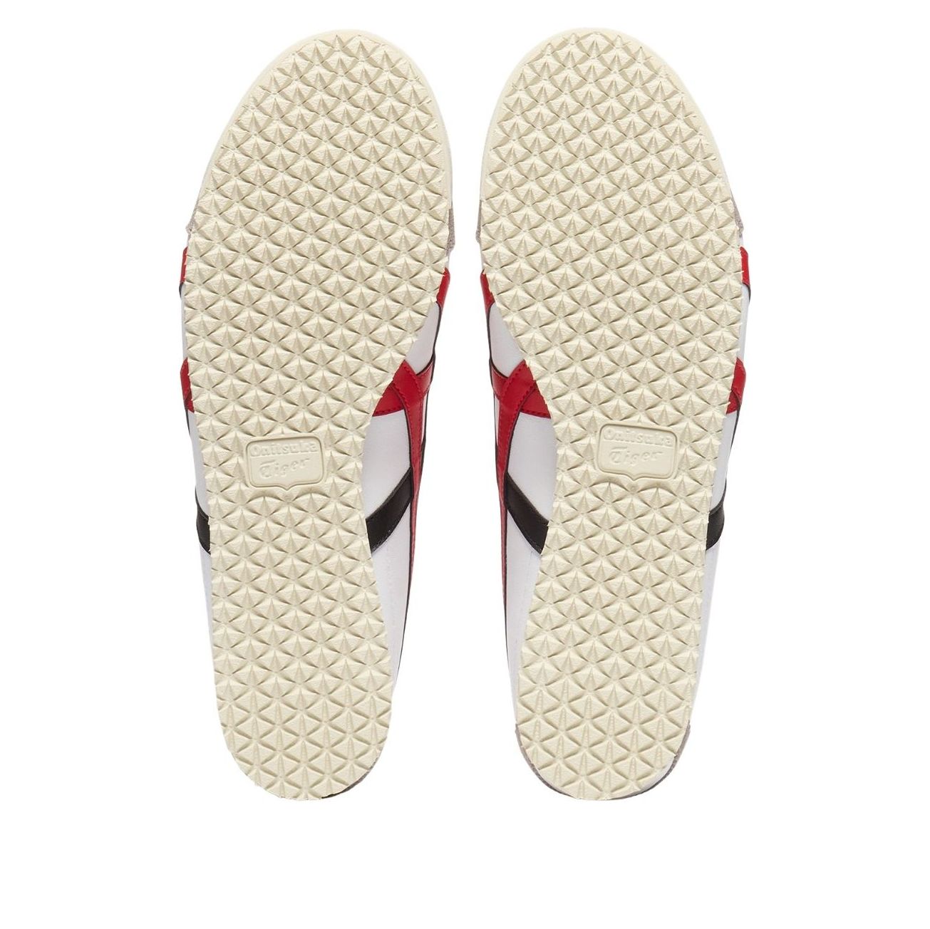 Onitsuka Tiger Mexico 66 White Classic Red, zoolprofiel met ruitpatroon en merkstempel