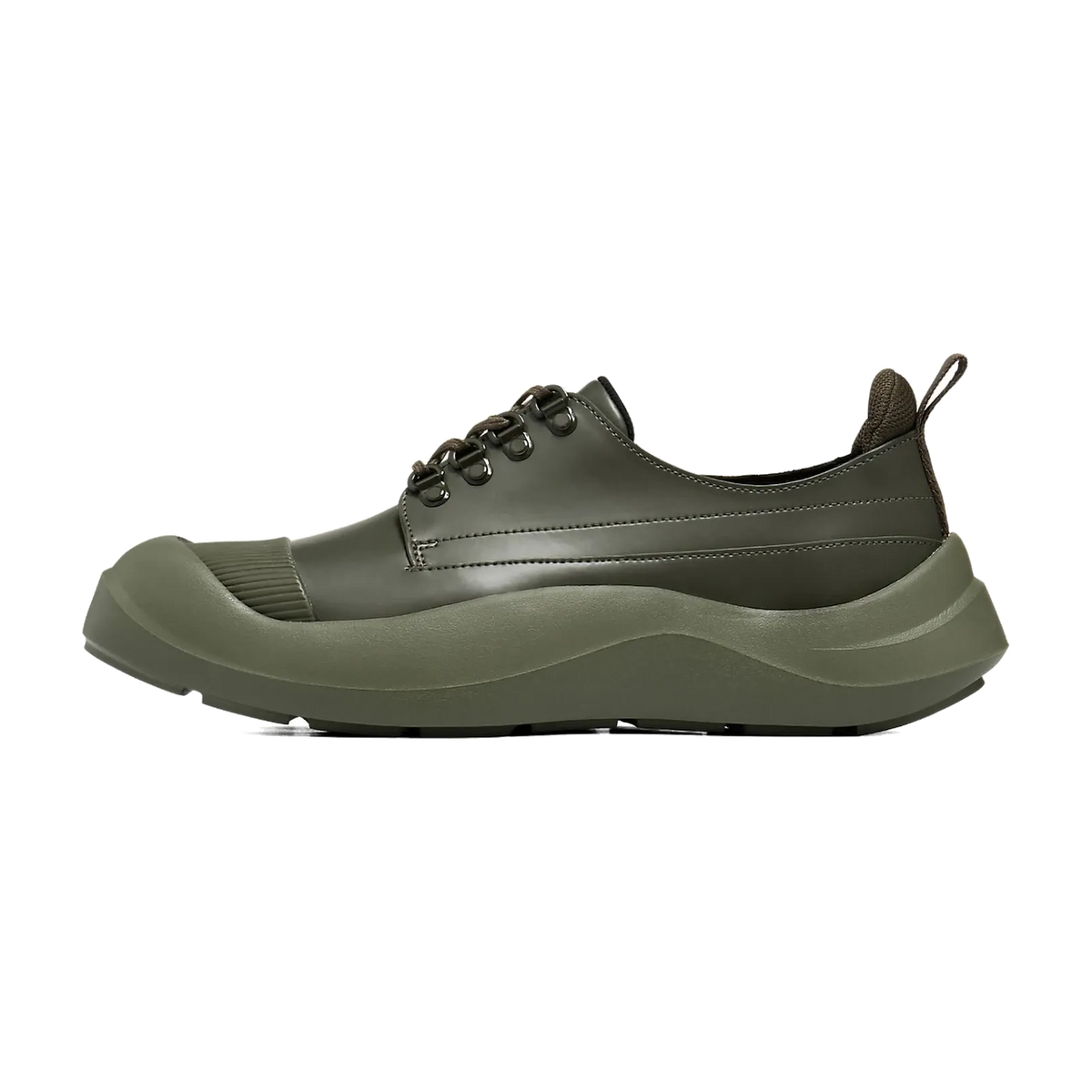 Onitsuka Tiger Wigurve Bronze Green, zijaanzicht met leren bovenstuk en uitstekende zool