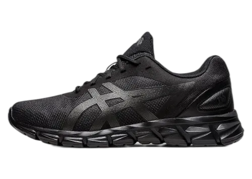ASICS Gel-Quantum Lyte II Black Graphite Grey, zijaanzicht met zwarte mesh, grijze accenten en opvallende zoolstructuur