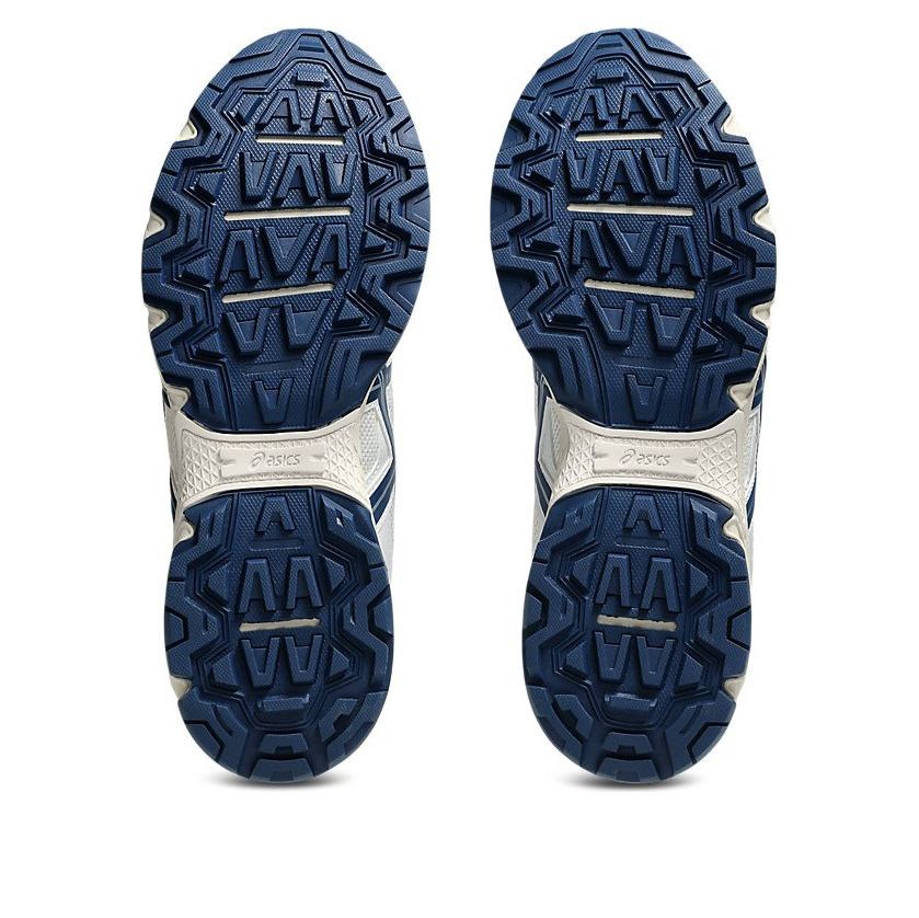 ASICS Gel-Nunobiki White Independence Blue, zoolpatroon detail van donkerblauwe rubberzool met ASICS-waffle-ontwerp