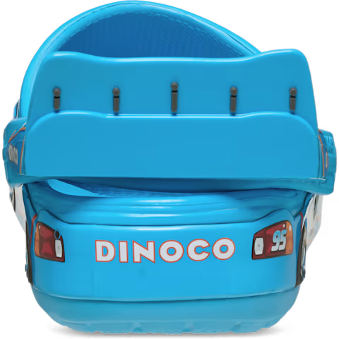 Crocs Crocband Clog Cars Lightning McQueen Dinoco, achteraanzicht met DINOCO-branding