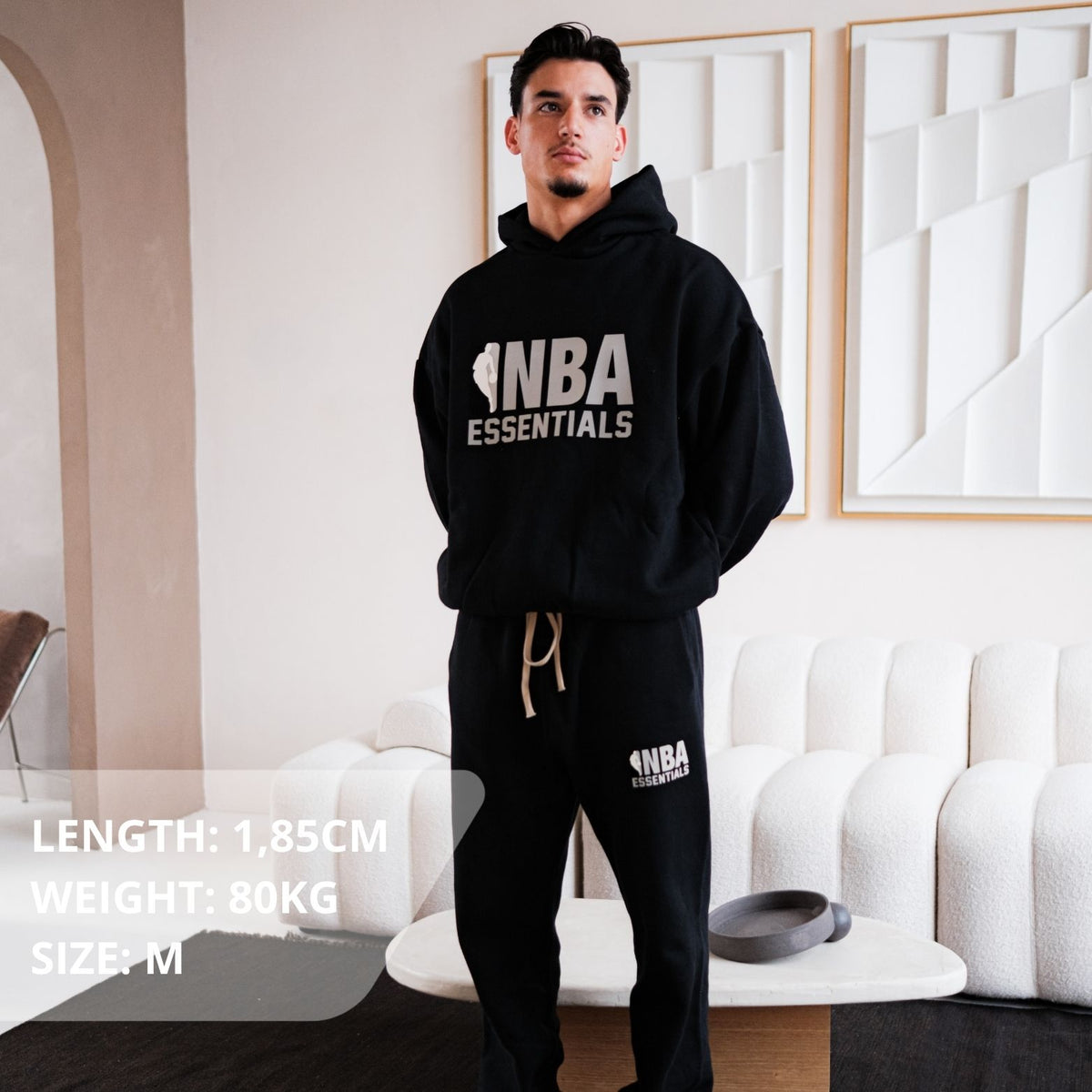 Fear of God Essentials NBA Black Grey Hoodie