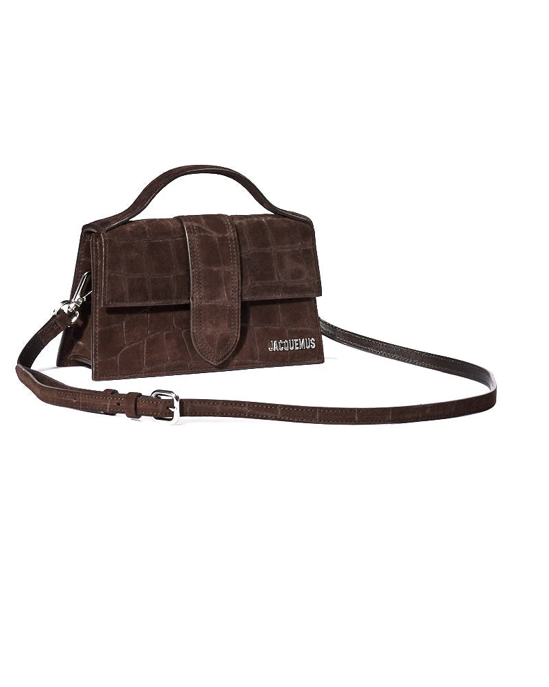 Jacquemus Le Grand Bambino Croco Dark Brown