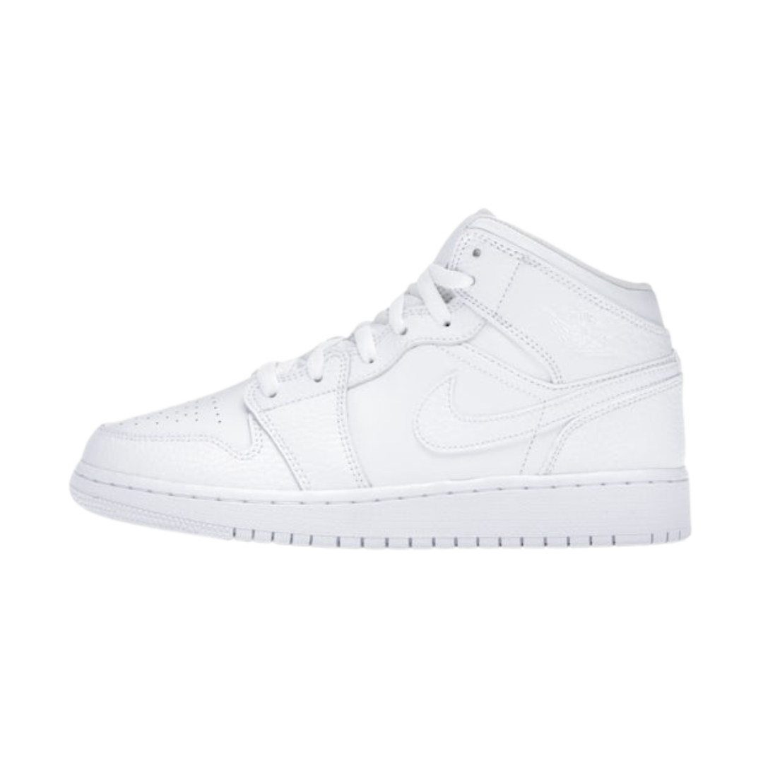 Jordan 1 Mid Triple White Tumbled Leather
