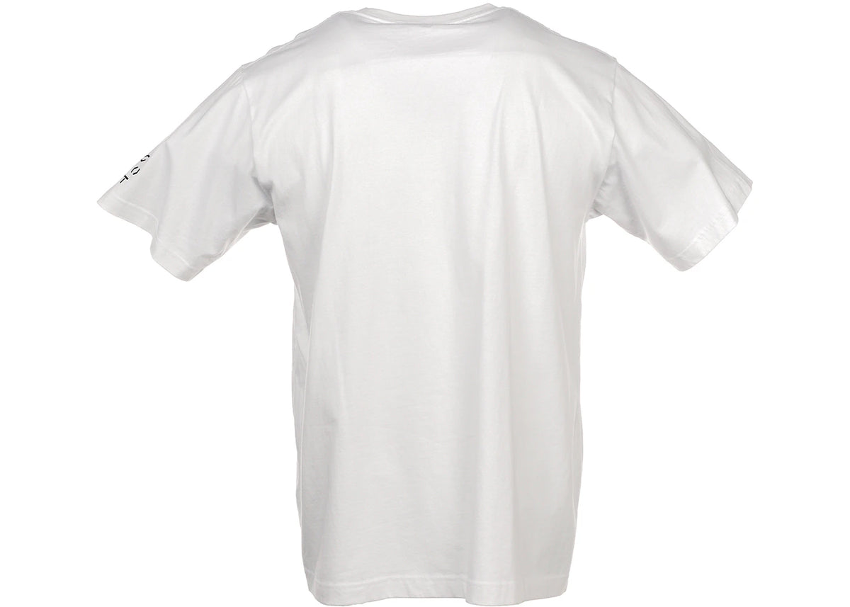 KAWS x Uniqlo Tokyo First Tee achteraanzicht, wit met klein logo op schouder
