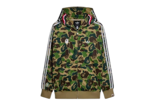 adidas x BAPE Relaxed Fit Track Camo Shark Full Zip Hoodie Green