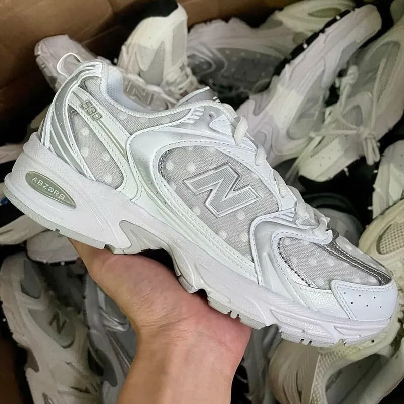New Balance 530 Silver Metallic Raincloud Polka Dots