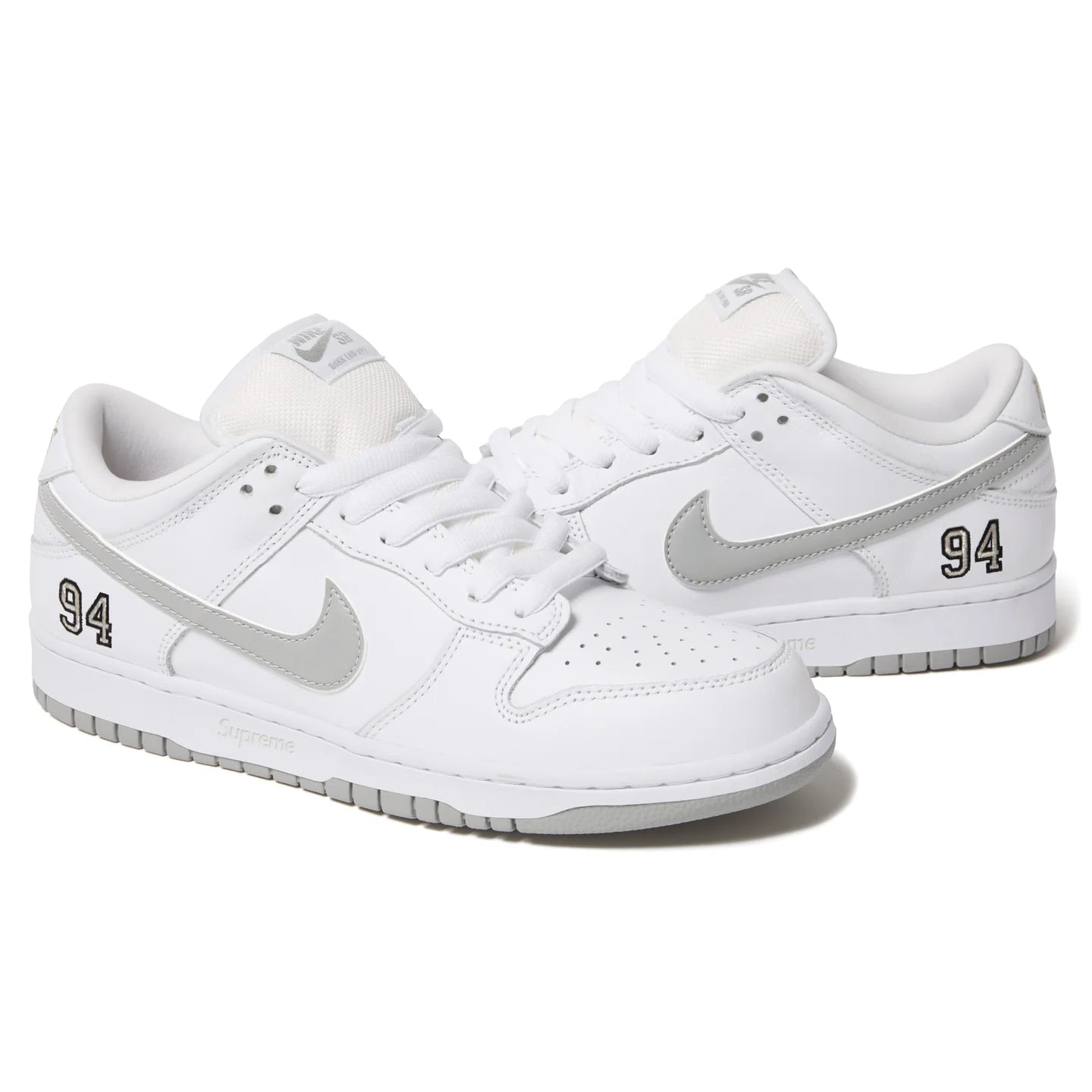 Nike SB Dunk Low Supreme 94 White Metallic Silver