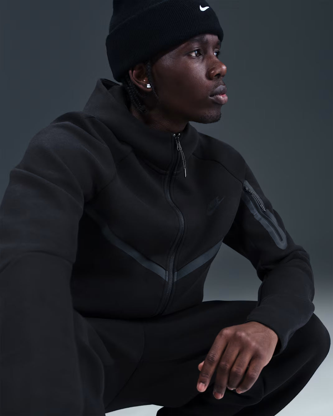 Nike Sportswear Tech Fleece Windrunner Full Zip Hoodie (FW24) Black/Black