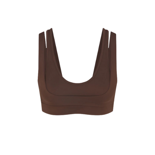 Nike x SKIMS Women's Matte Double Strap Scoop Bra Dark Sepia
