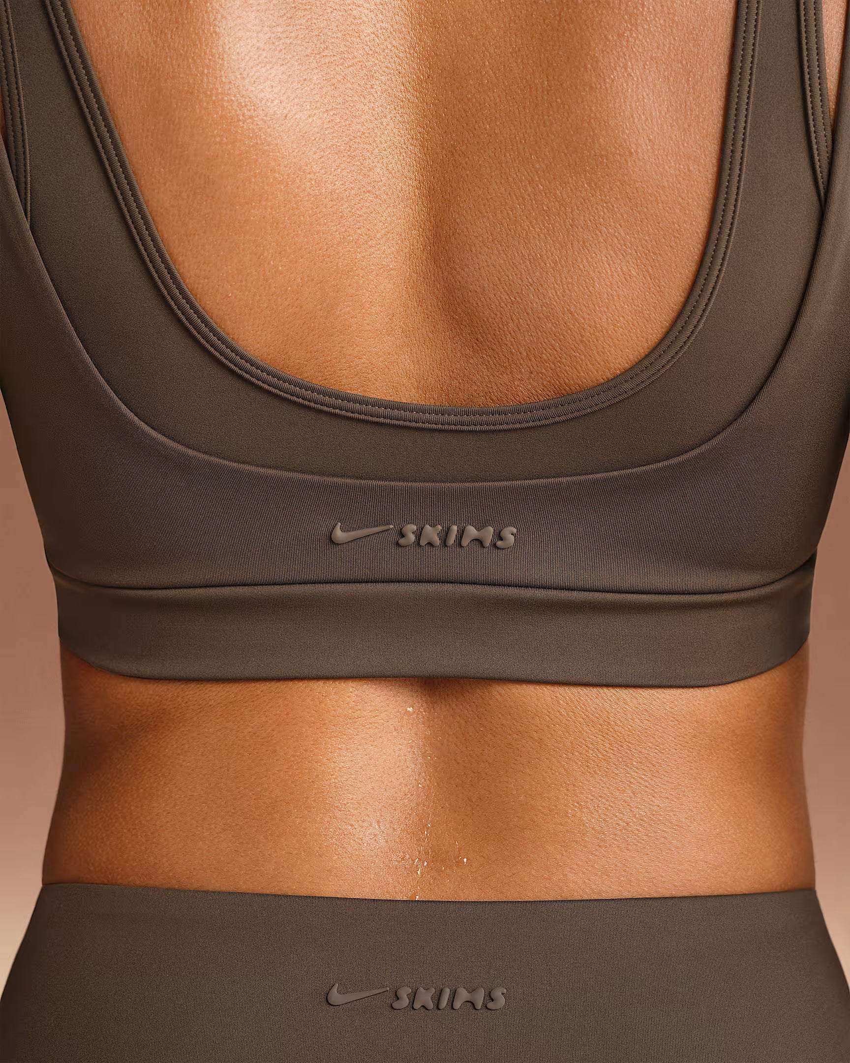 Nike x SKIMS Women's Matte Double Strap Scoop Bra Dark Sepia