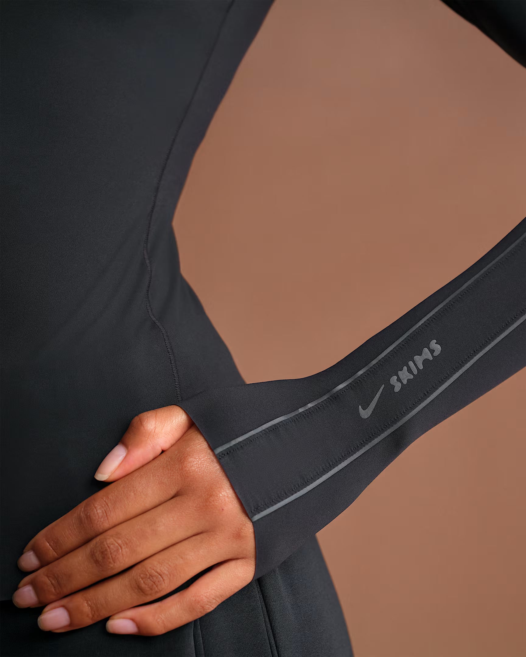 Nike x SKIMS Women's Weightless Layers Mock Neck Long Sleeve Top Obsidian
