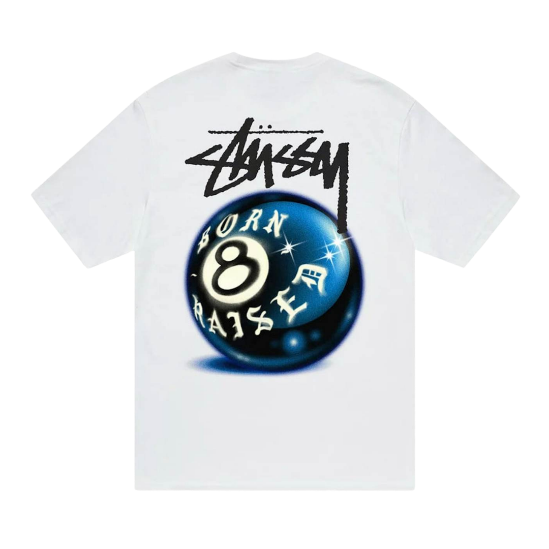 Stussy Born X Raised 8 Ball Tee White