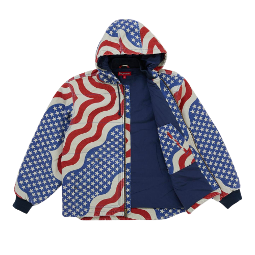 Supreme Flag Quilted Hooded Work Jacket Multicolor