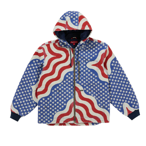 Supreme Flag Quilted Hooded Work Jacket Multicolor
