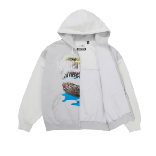 Supreme MM6 Maison Margiela Eagle Zip Up Hooded Sweatshirt
White