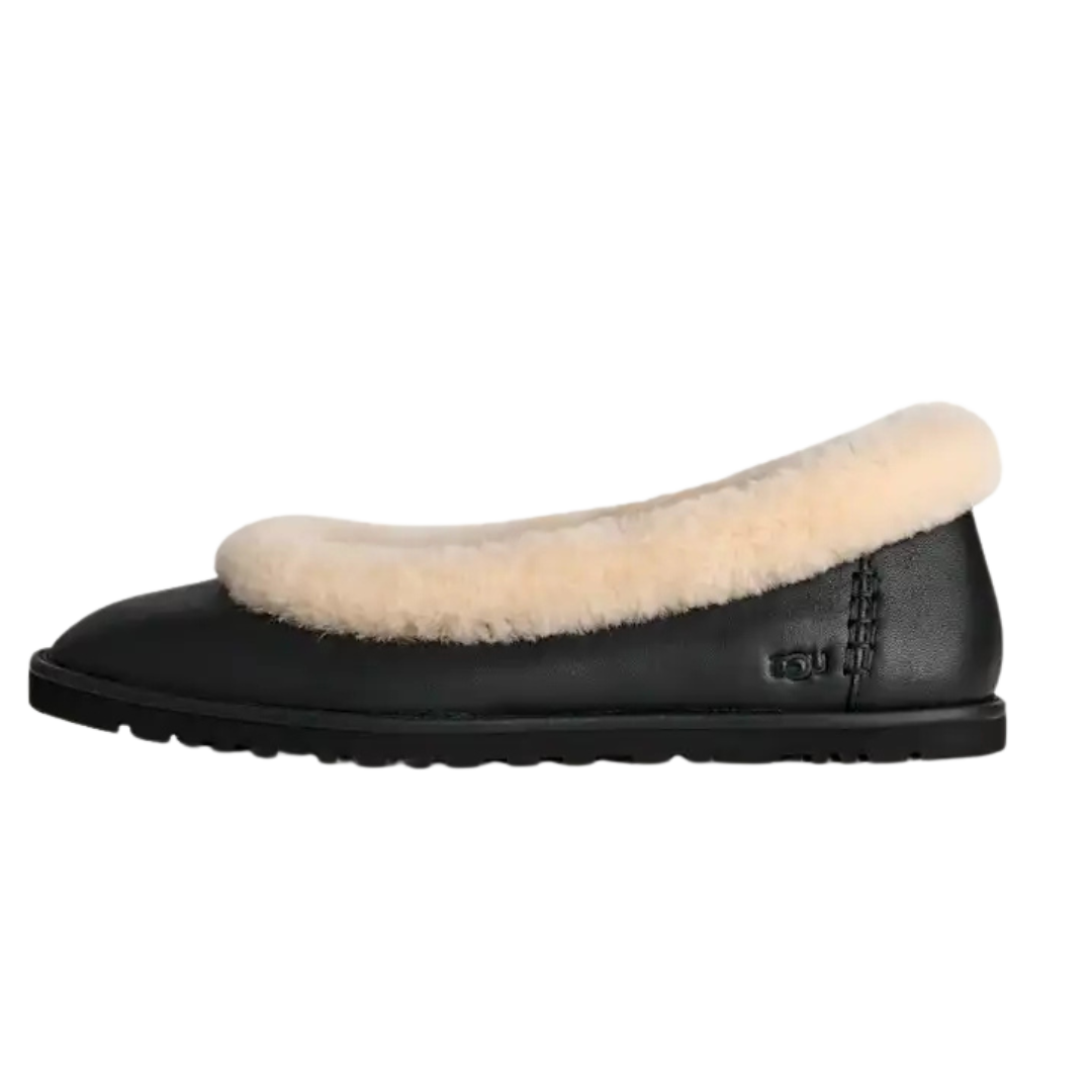 UGG Zora Leather Ballet Flat Black
