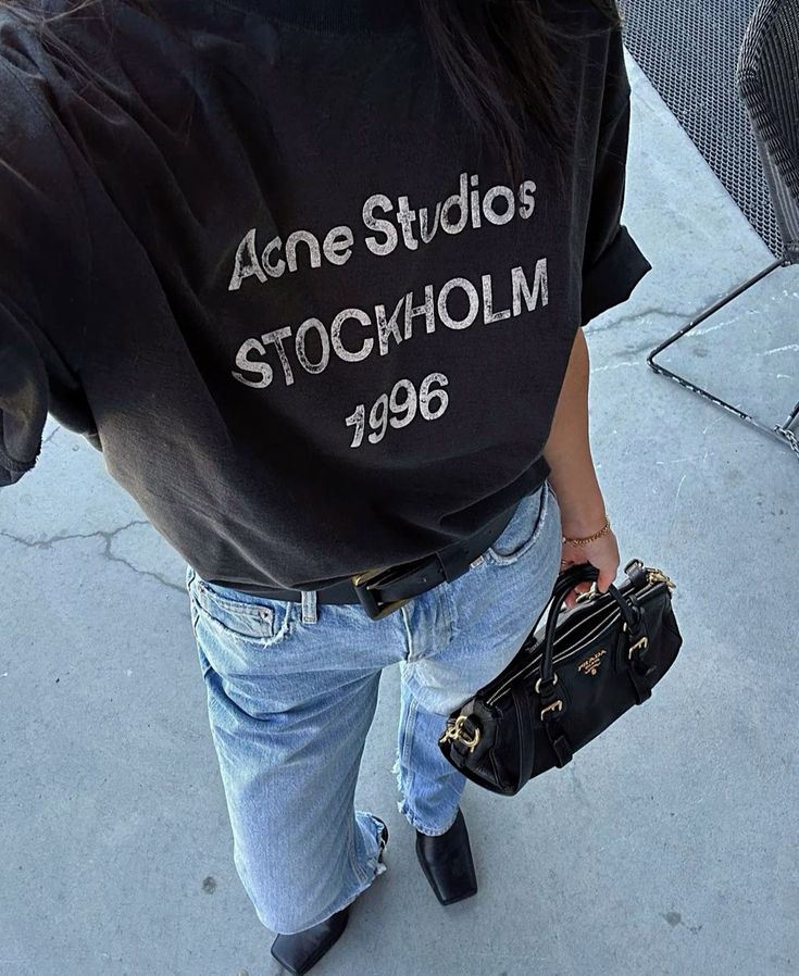 Acne Studios Sprayed Logo Tee Faded Black
