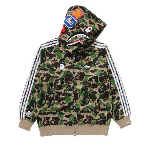 adidas x BAPE Relaxed Fit Track Camo Shark Full Zip Hoodie Green