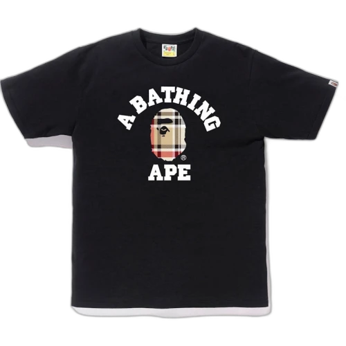 BAPE Check College Tee Black/Beige