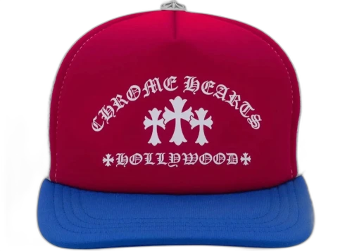 Chrome Hearts Cemetery Cross Hollywood Trucker Hat Red/White/Blue