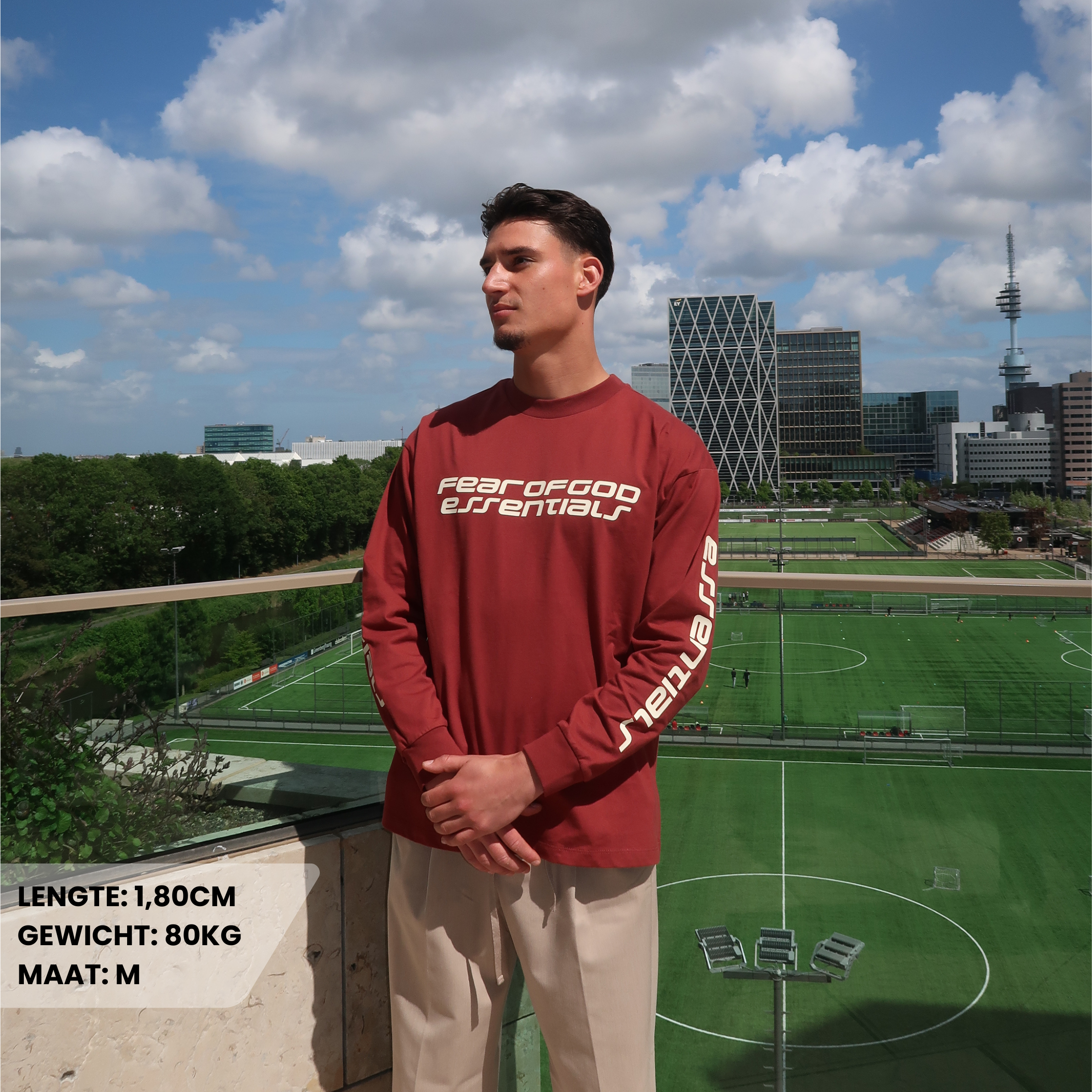 Fear of God Essentials 90s Longsleeve Crimson