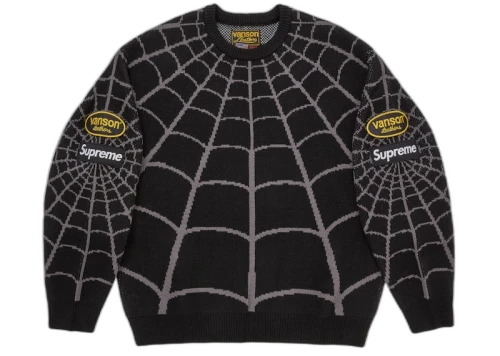 Supreme Vanson Leathers Spider-Man Sweater Black
