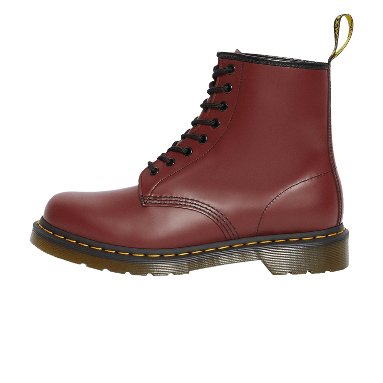 Dr. Martens 1460 Cherry Red Smooth Leather vooraanzicht, bordeauxrode gladde leerschoenen met zwarte veters