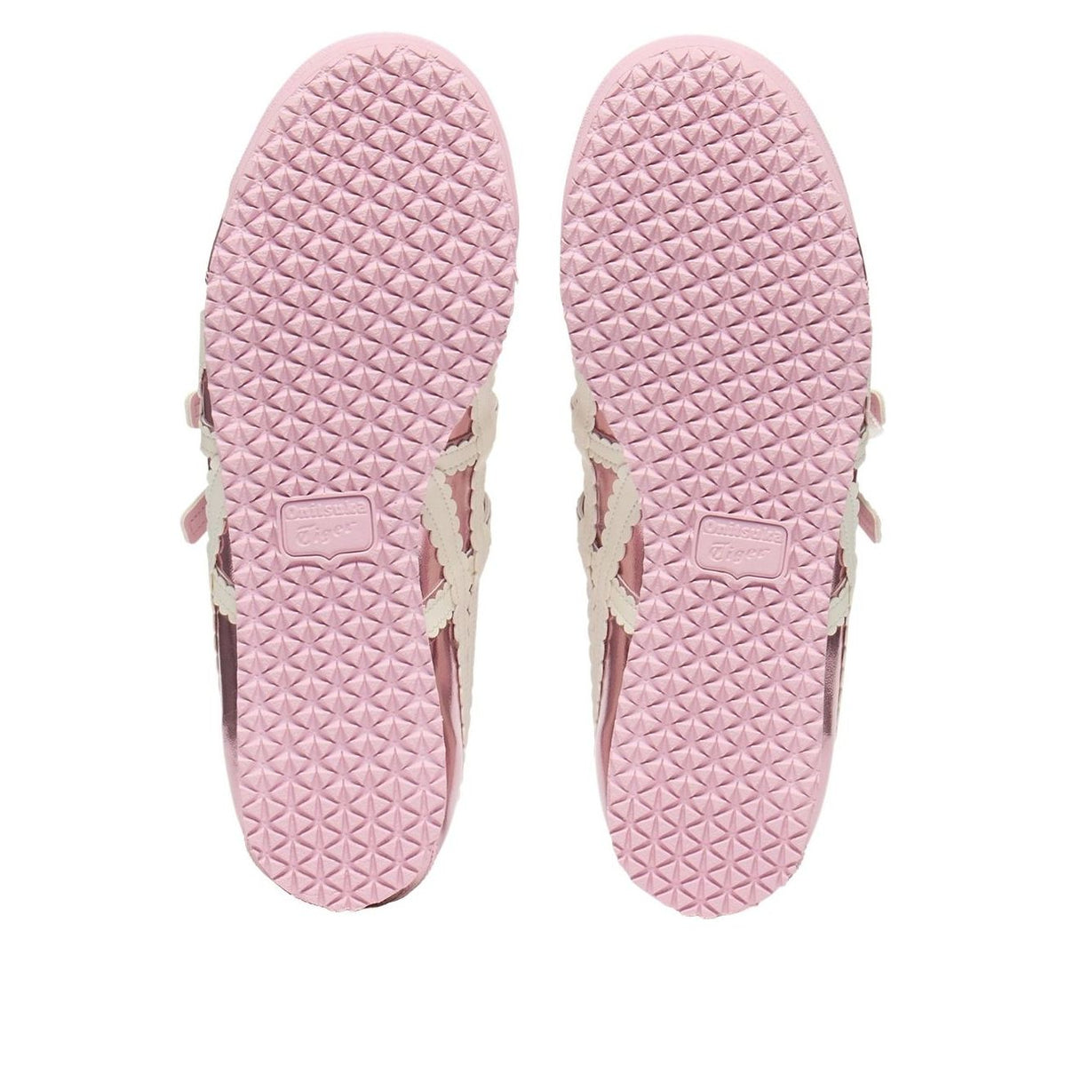 Onitsuka Tiger Mexico 66 TGRS Metallic Pack Crystal Pink Cream, zoolprofiel met roze gekleurde textuur en crème accenten