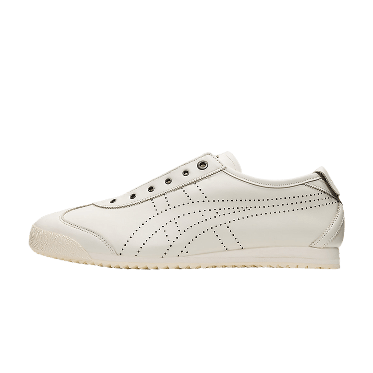 Onitsuka Tiger Mexico 66 SD Slip-On Cream, zijaanzicht met crèmekleurig leer en gestikt patroon op voorkant