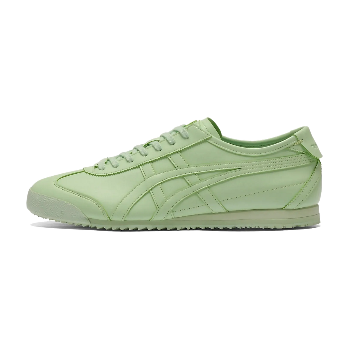 Onitsuka Tiger Mexico 66 Cactful-S Green, zijaanzicht van lichtgroene sneaker met gestikt patroon en gekleurde zool