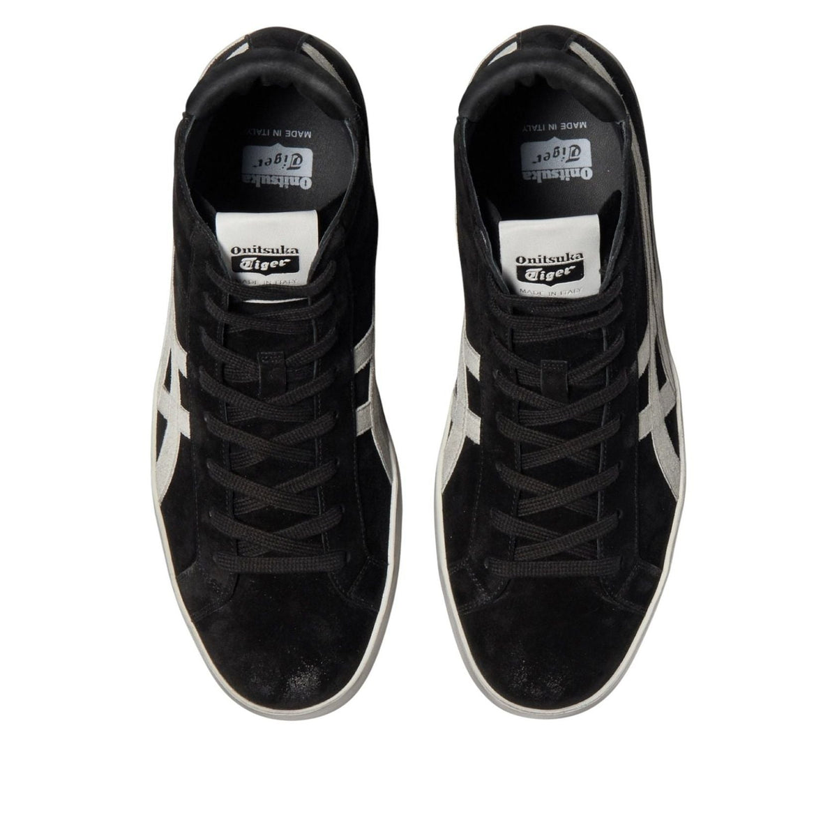 Onitsuka Tiger Fabre MT Italian Made Black White, bovenaanzicht met vetersluiting en merklogo