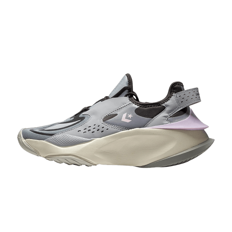 Converse Aeon Active CX Ox, zijaanzicht met grijze mesh, zwarte accenten en roomwitte zool