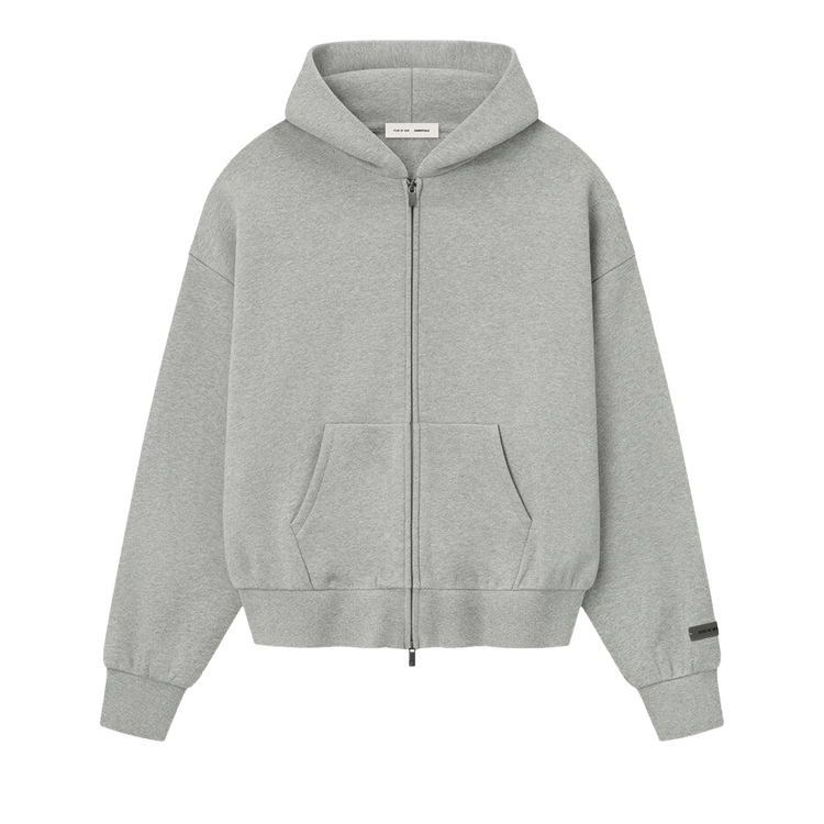 Fear of God Essentials Classic Fleece Zip-Up Hoodie Concrete Heather