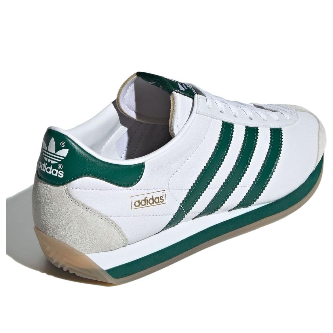 adidas Country Japan 'White Collegiate Green', achteraanzicht met adidas branding, gumzool en witte/groene kleurblokken