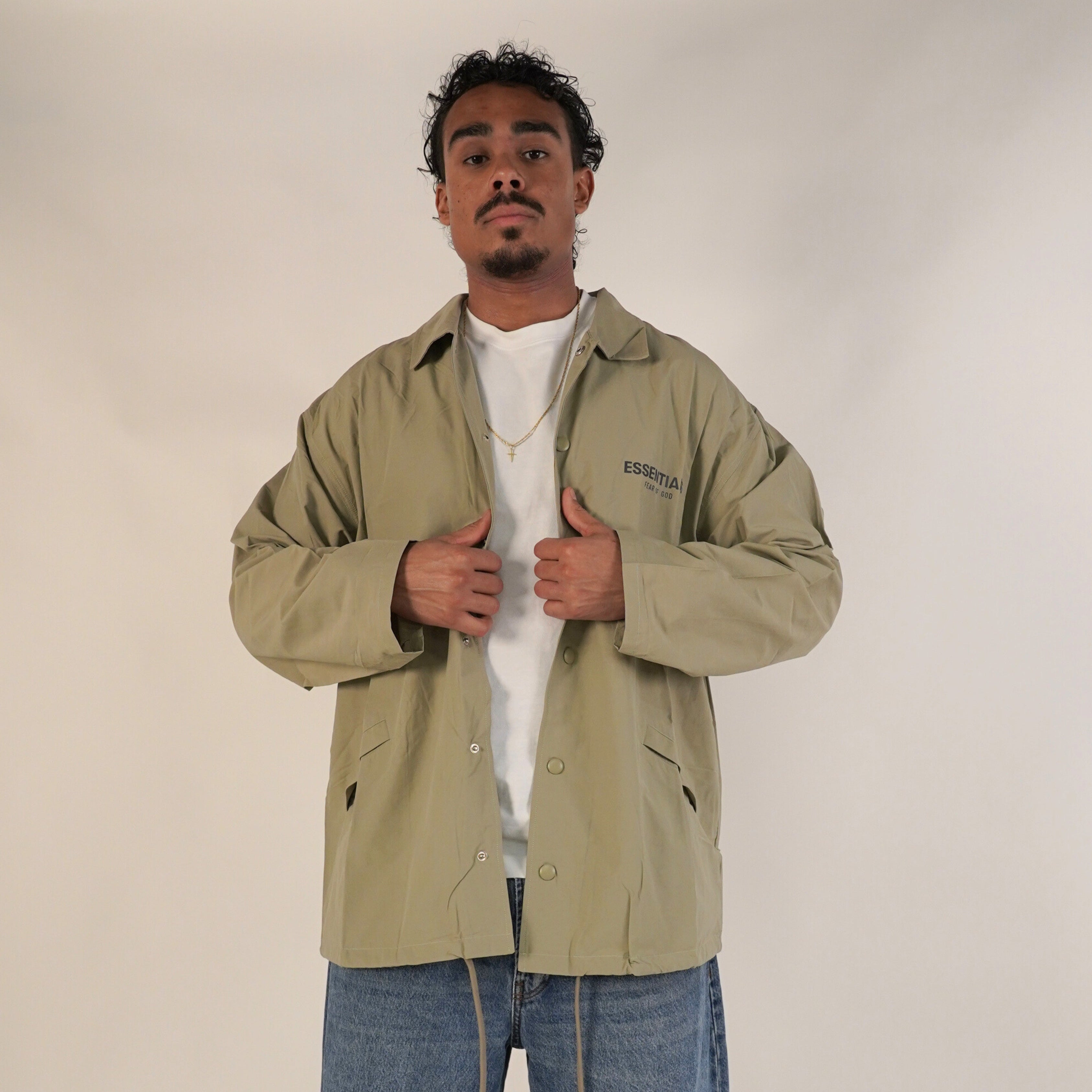 Fear of God Essentials FW20 Coach Jacket Sage