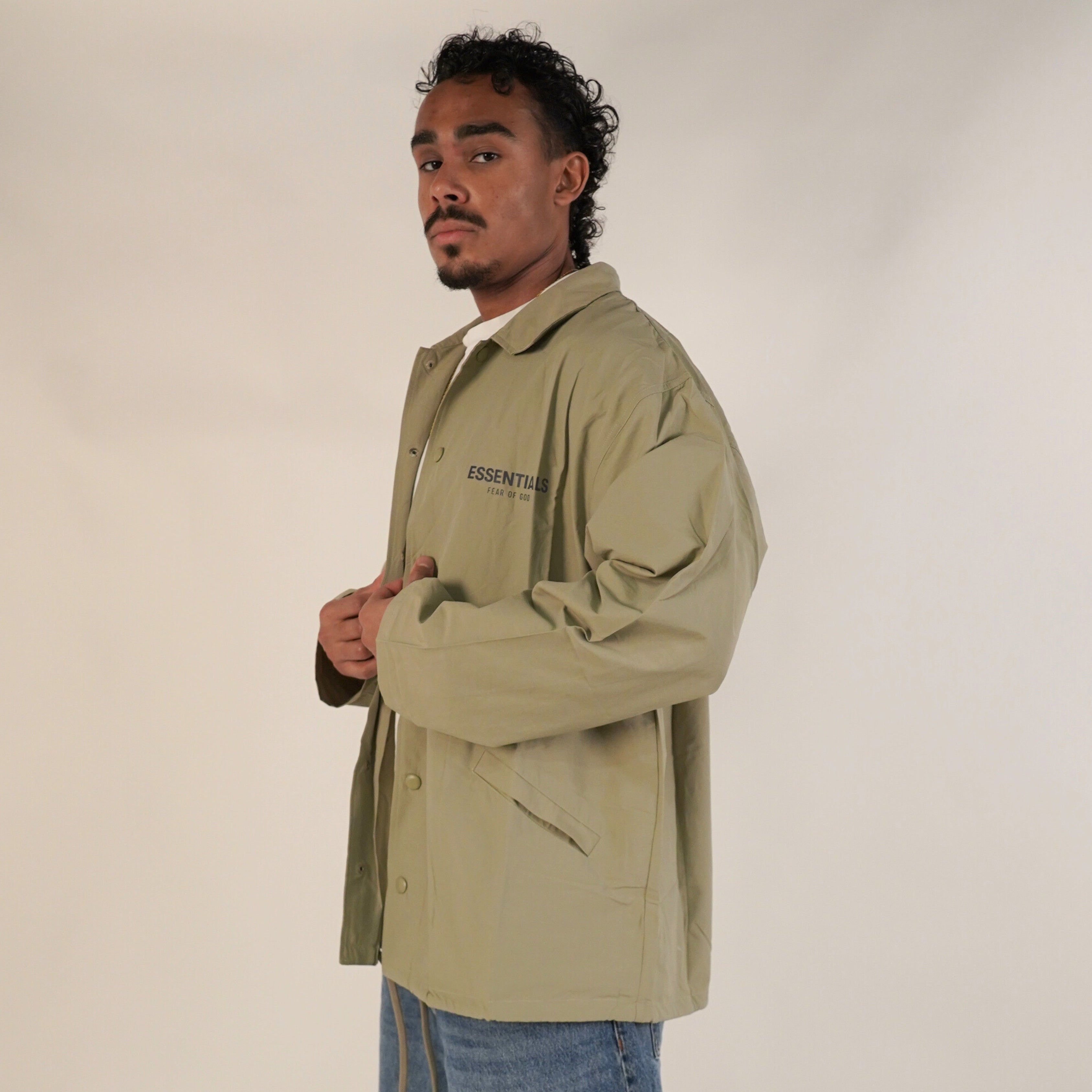 Fear of God Essentials FW20 Coach Jacket Sage
