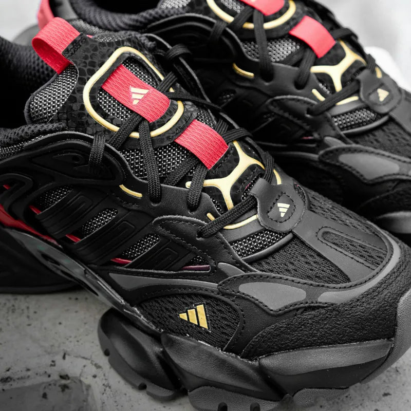adidas XLG Runner Deluxe Black Gold Metallic Red