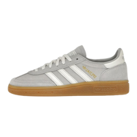 Adidas Handball Spezial Grey Off White, zijaanzicht met grijze suède, witte strepen en rubberzool