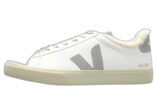 Veja Campo Fured Leather White Light Grey