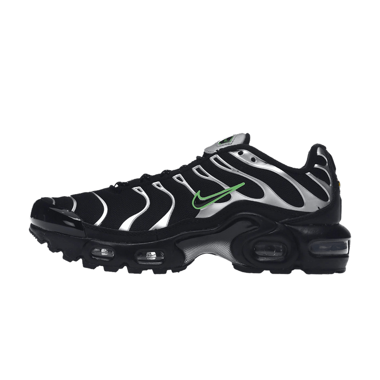 Nike Air Max Plus Black Green Strike Metallic Silver (GS)