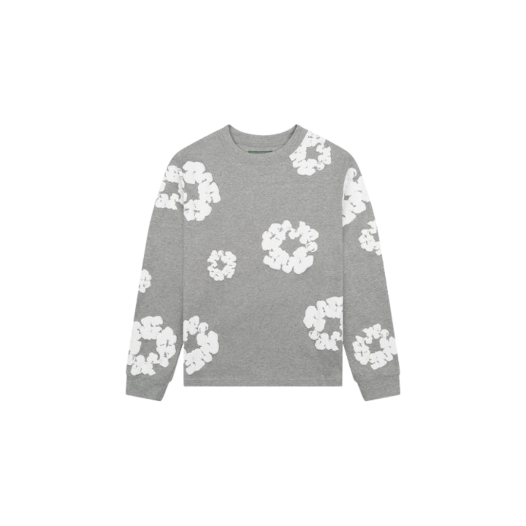 Denim Tears Long Sleeve Cotton Wreath T-shirt Gray