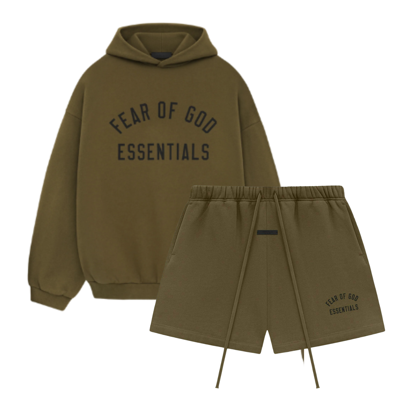 Fear of God Essentials FW24 Olive Hoodie + Shorts
