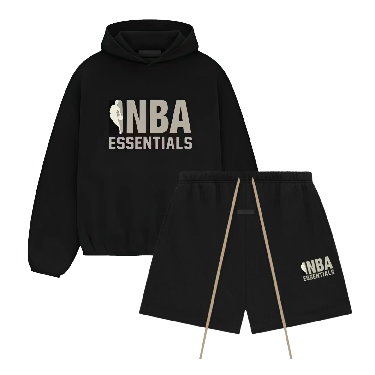 Fear of God Essentials NBA Black Grey Hoodie + Shorts